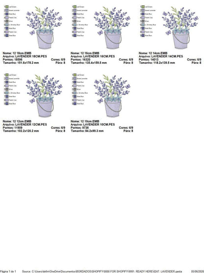Lavender flowers in a tin bucket embroidery design - Flowers with butterflies machine embroidery pattern - Floral Kitchen Tea towel - Instant download pes jef - Marcia Embroidery