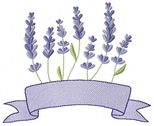 Lavender with banner embroidery design - Lavender flowers machine embroidery pattern - Floral Kitchen Tea towel - Instant download pes jef dst - Marcia Embroidery