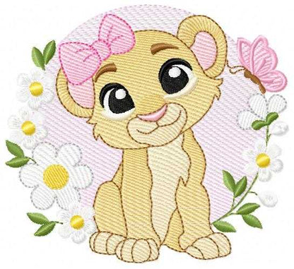 Lion King embroidery design - Lioness Nala with flowers machine embroidery pattern - Baby Boy and girl file - Instant digital download pes jef dst hus vp3 - Marcia Embroidery