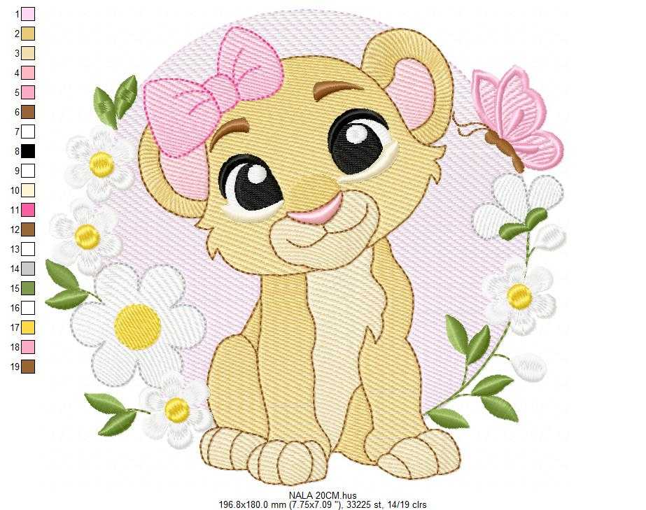 Lion King embroidery design - Lioness Nala with flowers machine embroidery pattern - Baby Boy and girl file - Instant digital download pes jef dst hus vp3 - Marcia Embroidery