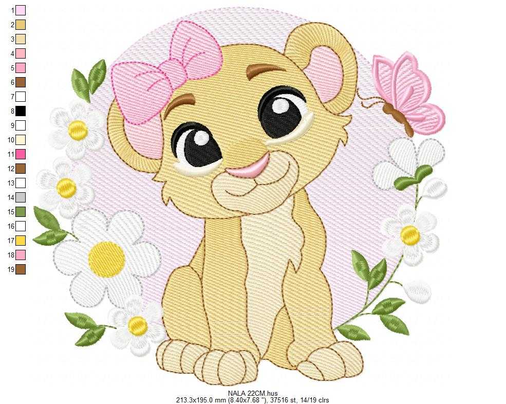 Lion King embroidery design - Lioness Nala with flowers machine embroidery pattern - Baby Boy and girl file - Instant digital download pes jef dst hus vp3 - Marcia Embroidery
