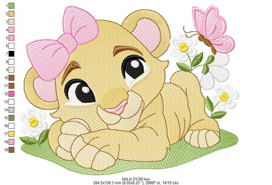 Lion King embroidery design - Lioness Nala with flowers machine embroidery pattern - Baby Boy and girl file - Instant digital download pes jef dst hus vp3 - Marcia Embroidery