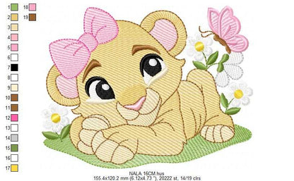 Lion King embroidery design - Lioness Nala with flowers machine embroidery pattern - Baby Boy and girl file - Instant digital download pes jef dst hus vp3 - Marcia Embroidery