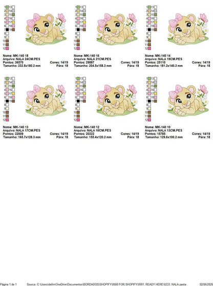 Lion King embroidery design - Lioness Nala with flowers machine embroidery pattern - Baby Boy and girl file - Instant digital download pes jef dst hus vp3 - Marcia Embroidery
