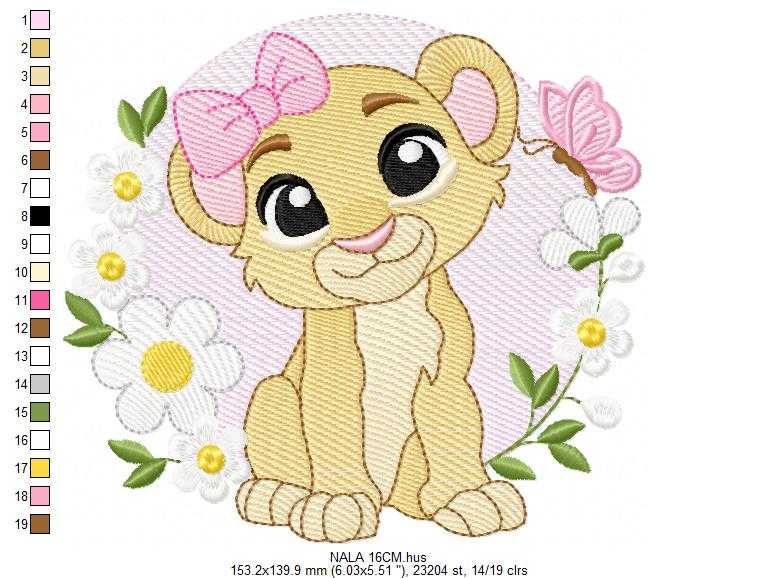 Lion King embroidery design - Lioness Nala with flowers machine embroidery pattern - Baby Boy and girl file - Instant digital download pes jef dst hus vp3 - Marcia Embroidery