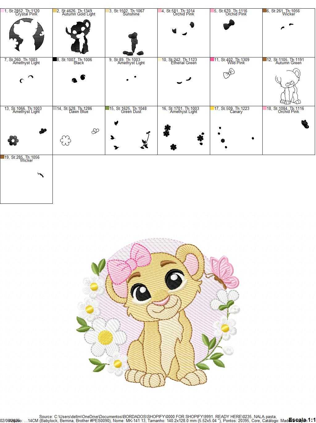 Lion King embroidery design - Lioness Nala with flowers machine embroidery pattern - Baby Boy and girl file - Instant digital download pes jef dst hus vp3 - Marcia Embroidery
