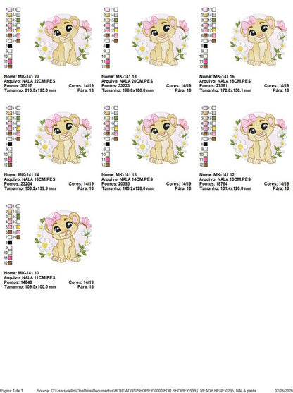 Lion King embroidery design - Lioness Nala with flowers machine embroidery pattern - Baby Boy and girl file - Instant digital download pes jef dst hus vp3 - Marcia Embroidery