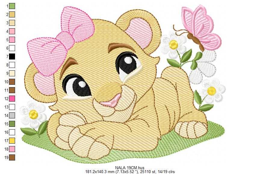 Lion King embroidery design - Lioness Nala with flowers machine embroidery pattern - Baby Boy and girl file - Instant digital download pes jef dst hus vp3 - Marcia Embroidery