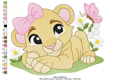 Lion King embroidery design - Lioness Nala with flowers machine embroidery pattern - Baby Boy and girl file - Instant digital download pes jef dst hus vp3 - Marcia Embroidery