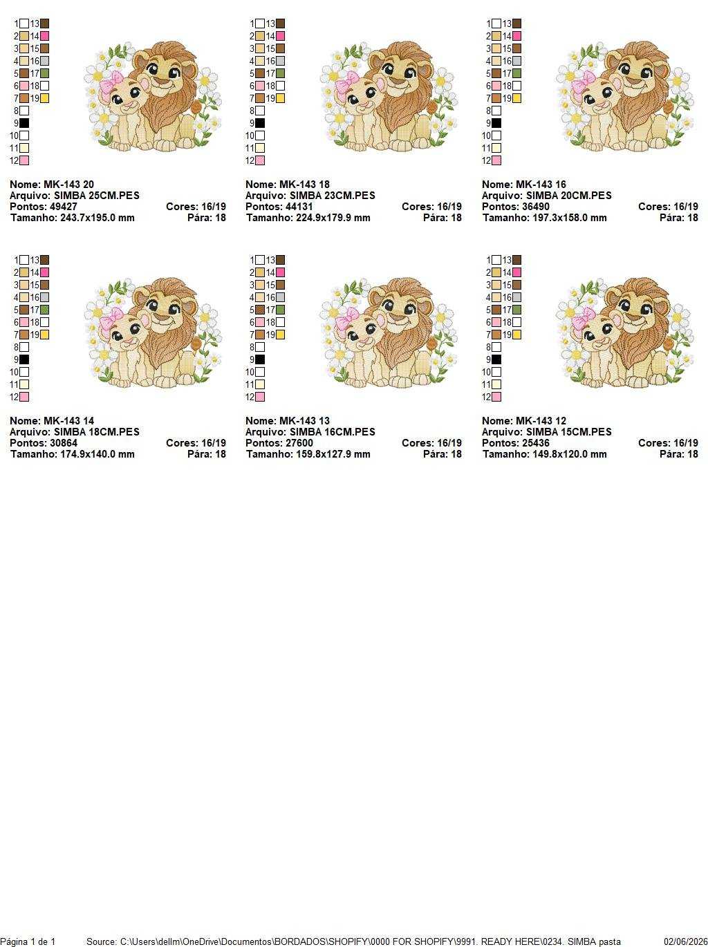 Lion King embroidery design - Simba and Nala with flowers machine embroidery pattern - Baby Boy and girl file - Instant digital download pes jef dst hus vp3 - Marcia Embroidery