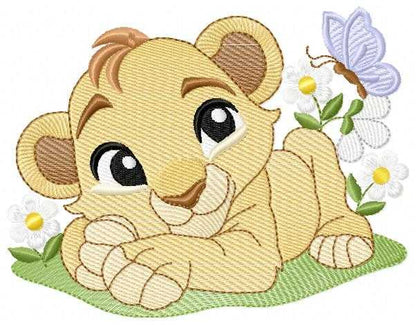 Lion King embroidery design - Simba with flowers machine embroidery pattern - Baby Boy and girl file - Instant digital download pes jef dst hus vp3 - Marcia Embroidery
