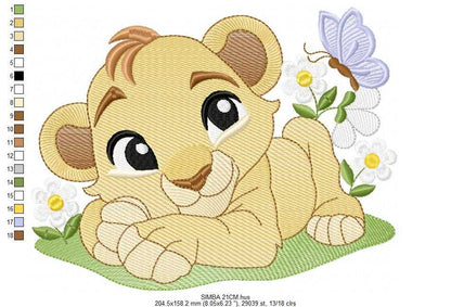 Lion King embroidery design - Simba with flowers machine embroidery pattern - Baby Boy and girl file - Instant digital download pes jef dst hus vp3 - Marcia Embroidery