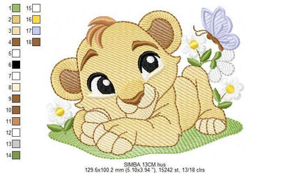 Lion King embroidery design - Simba with flowers machine embroidery pattern - Baby Boy and girl file - Instant digital download pes jef dst hus vp3 - Marcia Embroidery