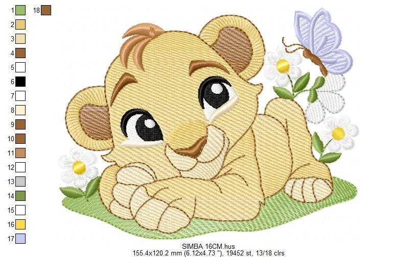 Lion King embroidery design - Simba with flowers machine embroidery pattern - Baby Boy and girl file - Instant digital download pes jef dst hus vp3 - Marcia Embroidery