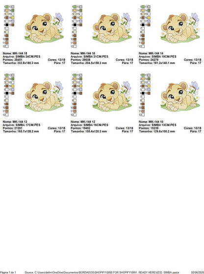 Lion King embroidery design - Simba with flowers machine embroidery pattern - Baby Boy and girl file - Instant digital download pes jef dst hus vp3 - Marcia Embroidery