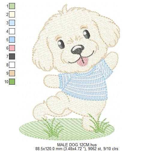 Male Dog embroidery design - Happy Puppy Dog machine embroidery pattern - Baby Boy file - Instant digital download pes jef dst - Marcia Embroidery