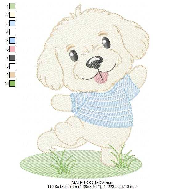 Male Dog embroidery design - Happy Puppy Dog machine embroidery pattern - Baby Boy file - Instant digital download pes jef dst - Marcia Embroidery