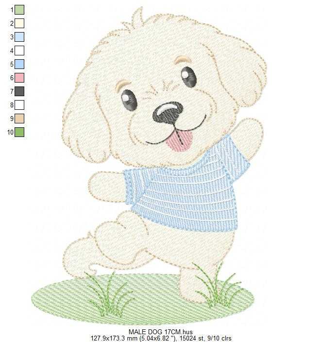 Male Dog embroidery design - Happy Puppy Dog machine embroidery pattern - Baby Boy file - Instant digital download pes jef dst - Marcia Embroidery