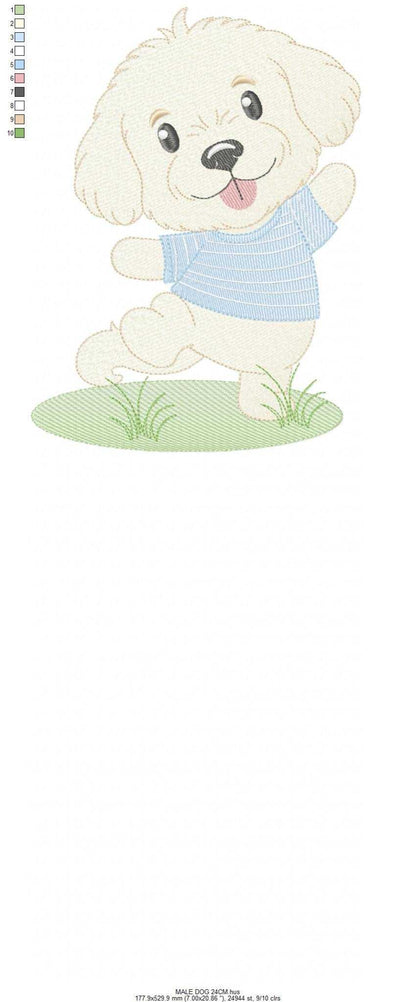 Male Dog embroidery design - Happy Puppy Dog machine embroidery pattern - Baby Boy file - Instant digital download pes jef dst - Marcia Embroidery