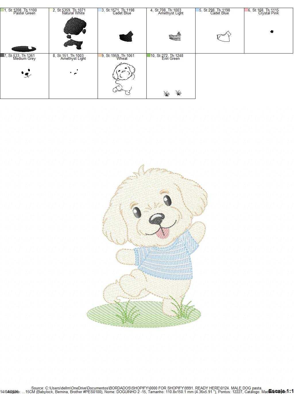 Male Dog embroidery design - Happy Puppy Dog machine embroidery pattern - Baby Boy file - Instant digital download pes jef dst - Marcia Embroidery