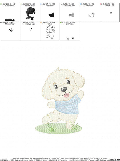Male Dog embroidery design - Happy Puppy Dog machine embroidery pattern - Baby Boy file - Instant digital download pes jef dst - Marcia Embroidery