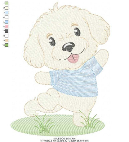 Male Dog embroidery design - Happy Puppy Dog machine embroidery pattern - Baby Boy file - Instant digital download pes jef dst - Marcia Embroidery