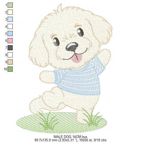Male Dog embroidery design - Happy Puppy Dog machine embroidery pattern - Baby Boy file - Instant digital download pes jef dst - Marcia Embroidery