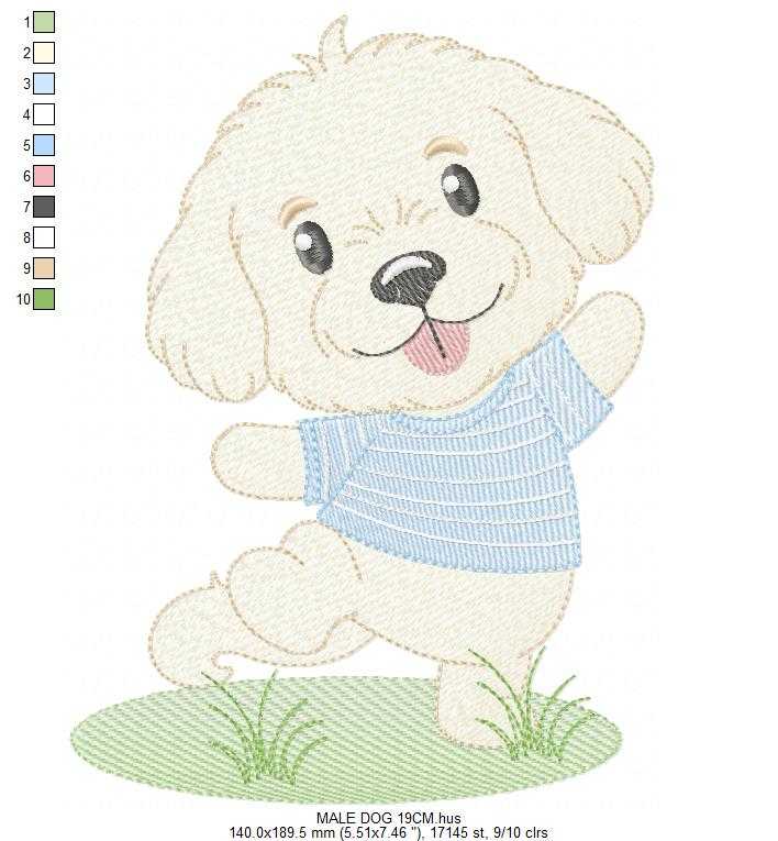 Male Dog embroidery design - Happy Puppy Dog machine embroidery pattern - Baby Boy file - Instant digital download pes jef dst - Marcia Embroidery