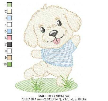 Male Dog embroidery design - Happy Puppy Dog machine embroidery pattern - Baby Boy file - Instant digital download pes jef dst - Marcia Embroidery