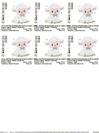 Male Sheep embroidery design - Lamb with hearts machine embroidery pattern - Baby Boy Newborn file - Instant download pes jef dst vp3 - Marcia Embroidery