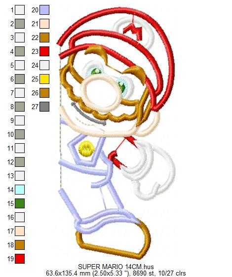 Mario embroidery design - Super Mario Brother Cartoon machine embroidery applique pattern - Baby boy and girl file - Instant digital download - Marcia Embroidery