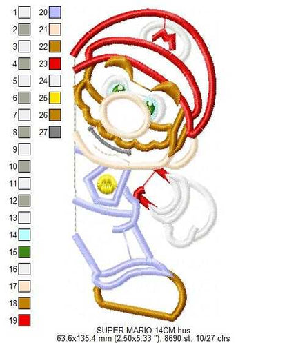 Mario embroidery design - Super Mario Brother Cartoon machine embroidery applique pattern - Baby boy and girl file - Instant digital download - Marcia Embroidery
