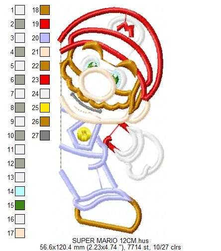Mario embroidery design - Super Mario Brother Cartoon machine embroidery applique pattern - Baby boy and girl file - Instant digital download - Marcia Embroidery