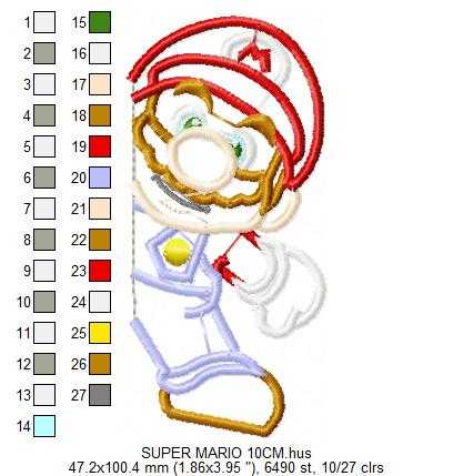 Mario embroidery design - Super Mario Brother Cartoon machine embroidery applique pattern - Baby boy and girl file - Instant digital download - Marcia Embroidery