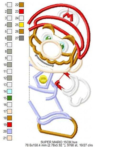 Mario embroidery design - Super Mario Brother Cartoon machine embroidery applique pattern - Baby boy and girl file - Instant digital download - Marcia Embroidery