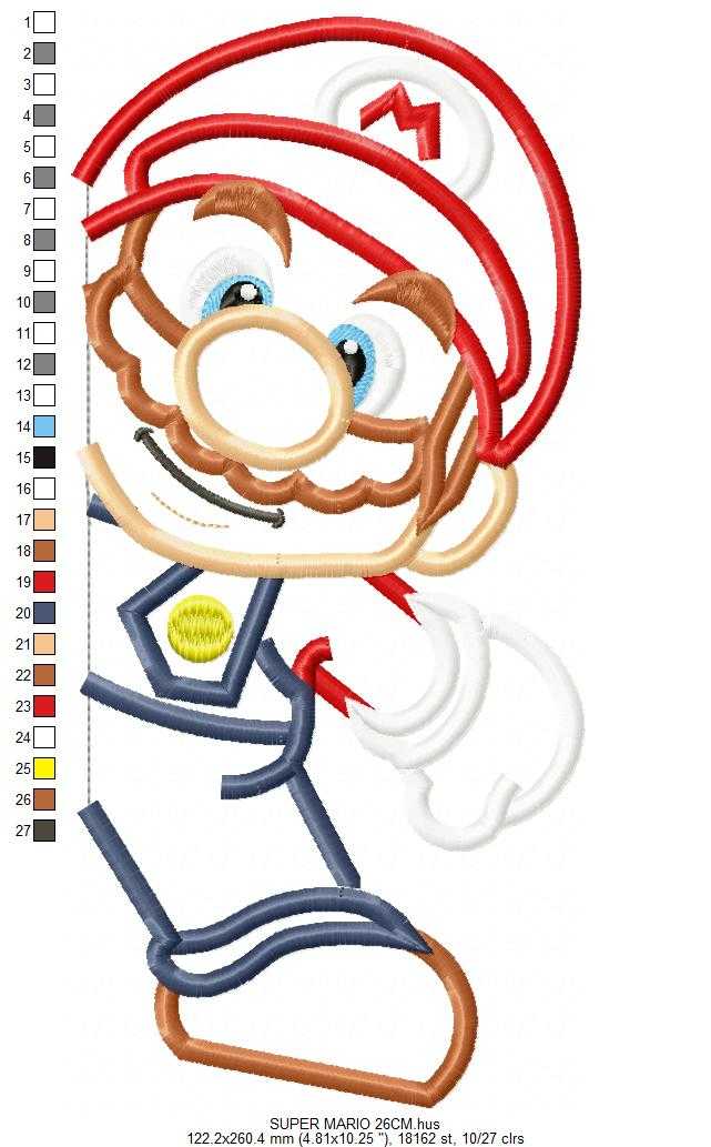 Mario embroidery design - Super Mario Brother Cartoon machine embroidery applique pattern - Baby boy and girl file - Instant digital download - Marcia Embroidery