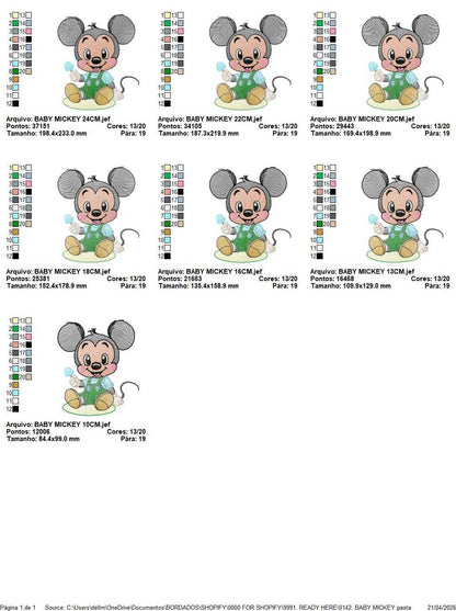 Mickey embroidery design - Baby Mickey Mouse machine embroidery pattern - Baby Boy file - Instant digital download pes jef dst hus - Marcia Embroidery