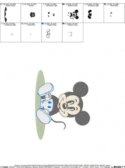 Mickey embroidery design - Mickey Mouse machine embroidery pattern - Baby Boy file - Instant digital download pes - Marcia Embroidery