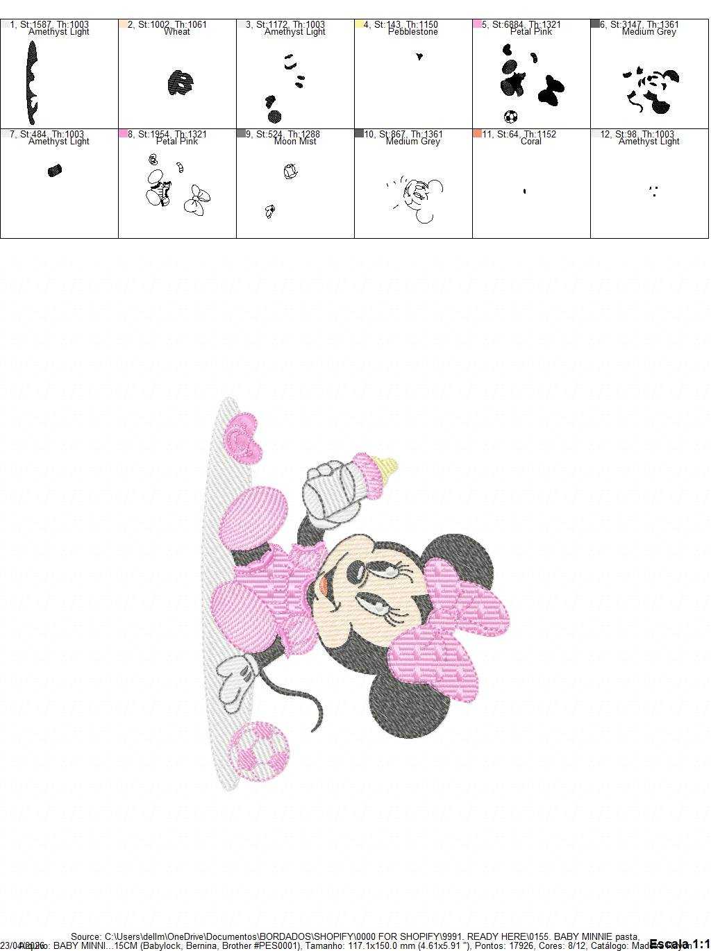 Minnie embroidery design - Baby Minnie Mouse machine embroidery pattern - Baby Girl file - Instant digital download pes jef dst - Marcia Embroidery