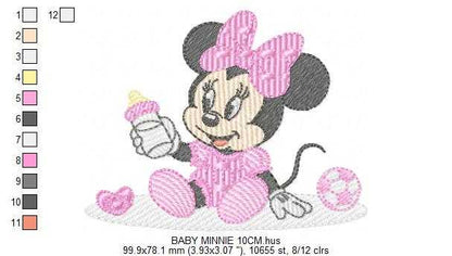 Minnie embroidery design - Baby Minnie Mouse machine embroidery pattern - Baby Girl file - Instant digital download pes jef dst - Marcia Embroidery