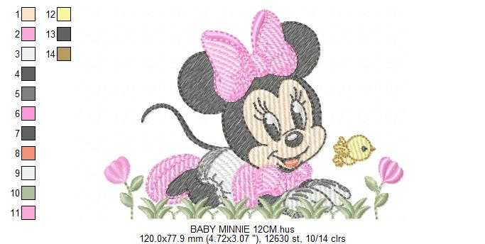 Minnie embroidery design - Baby Minnie Mouse machine embroidery pattern - Baby Girl file - Instant digital download pes jef dst - Marcia Embroidery