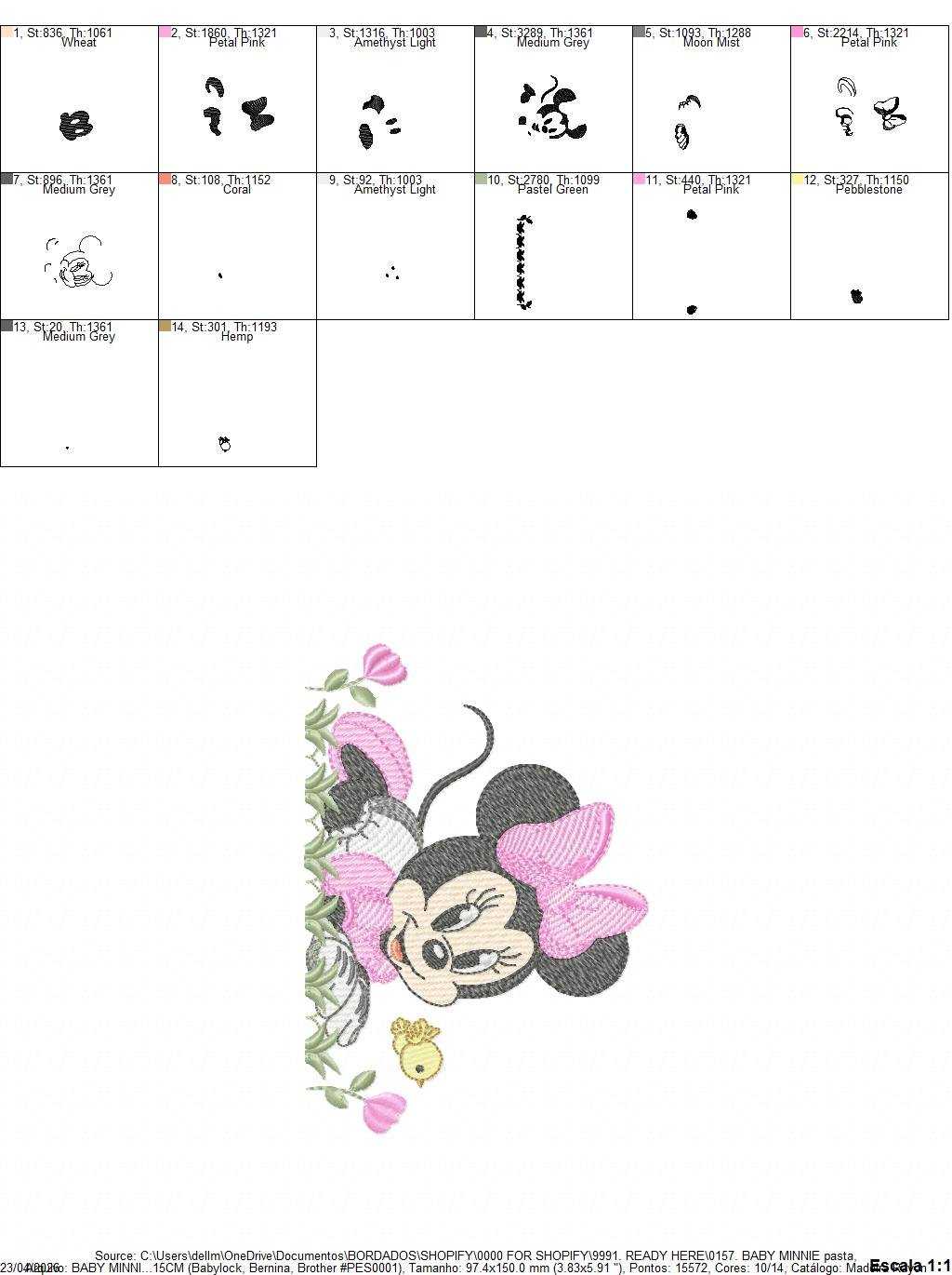 Minnie embroidery design - Baby Minnie Mouse machine embroidery pattern - Baby Girl file - Instant digital download pes jef dst - Marcia Embroidery