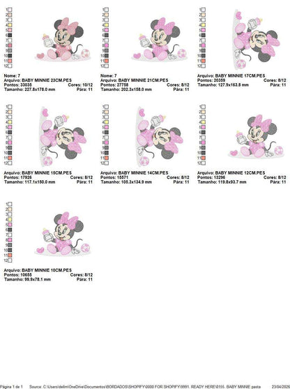 Minnie embroidery design - Baby Minnie Mouse machine embroidery pattern - Baby Girl file - Instant digital download pes jef dst - Marcia Embroidery
