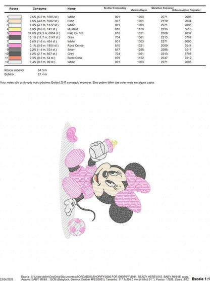 Minnie embroidery design - Baby Minnie Mouse machine embroidery pattern - Baby Girl file - Instant digital download pes jef dst - Marcia Embroidery