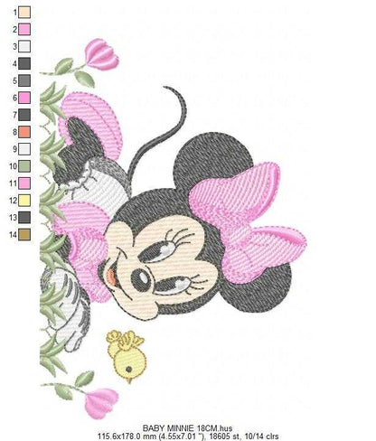 Minnie embroidery design - Baby Minnie Mouse machine embroidery pattern - Baby Girl file - Instant digital download pes jef dst - Marcia Embroidery