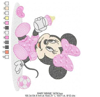 Minnie embroidery design - Baby Minnie Mouse machine embroidery pattern - Baby Girl file - Instant digital download pes jef dst - Marcia Embroidery