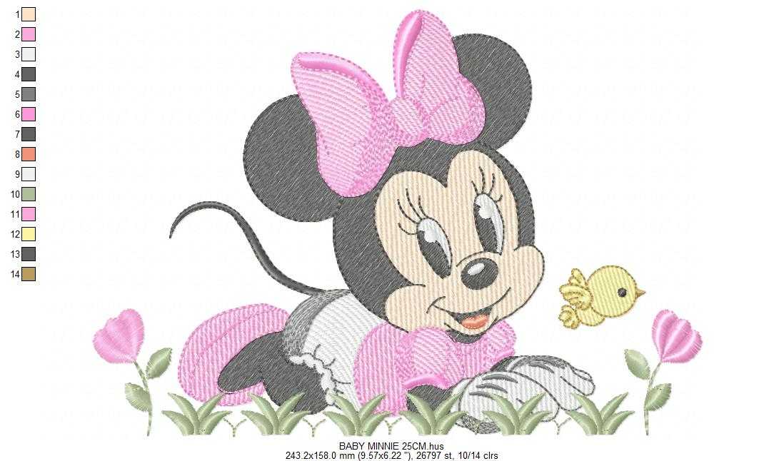 Minnie embroidery design - Baby Minnie Mouse machine embroidery pattern - Baby Girl file - Instant digital download pes jef dst - Marcia Embroidery