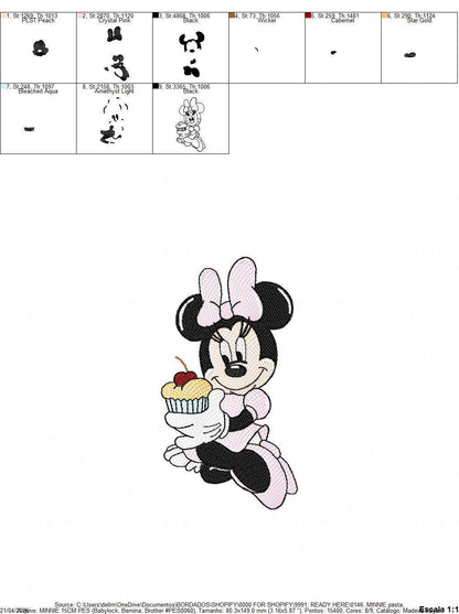 Minnie embroidery design - Mickey Mouse machine embroidery pattern - Baby Girl file - Instant digital download pes jef dst - Marcia Embroidery