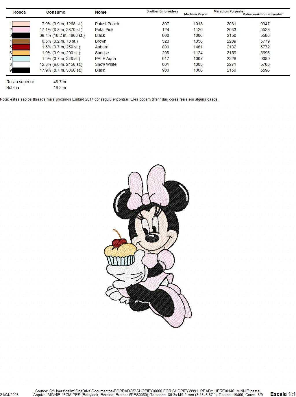 Minnie embroidery design - Mickey Mouse machine embroidery pattern - Baby Girl file - Instant digital download pes jef dst - Marcia Embroidery