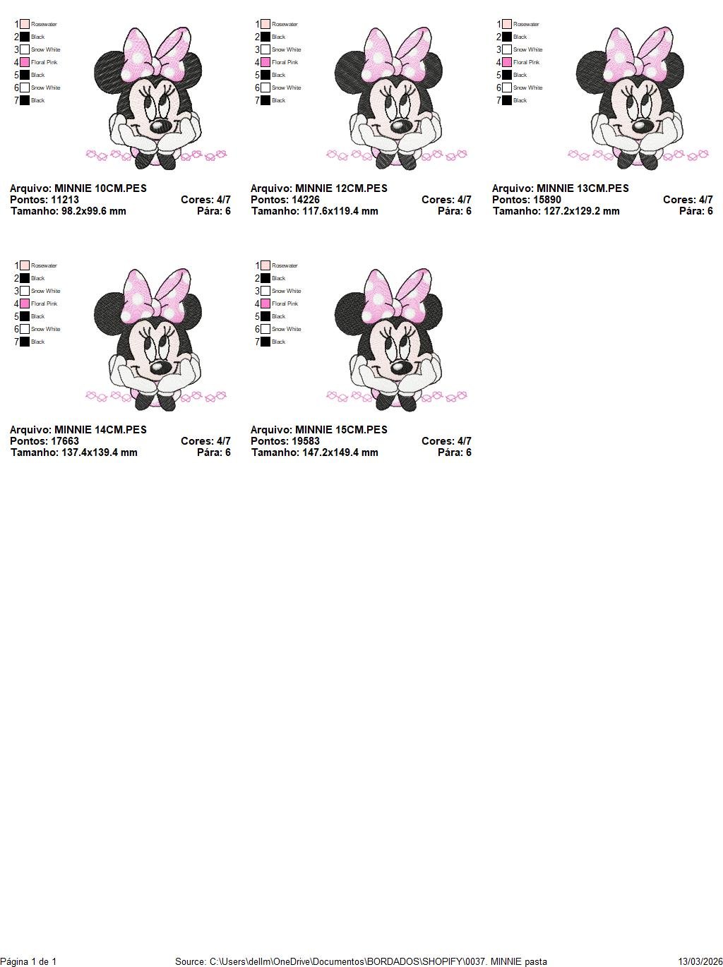 Minnie embroidery design - Minnie Mouse machine embroidery pattern - Baby Girl file - Instant digital download - Marcia Embroidery